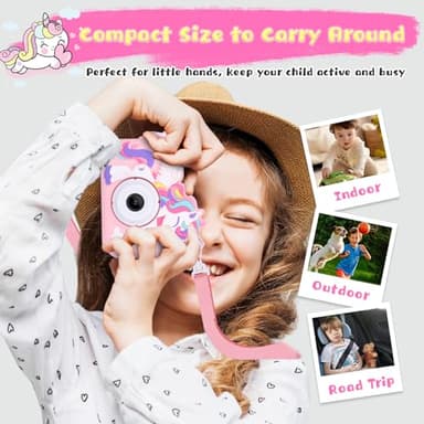 Envyvip Unicorn Toys Camera for Kids Girls Age 3-8, Toddler Kids Digital Camera Christmas Birthday Gifts for 3 4 5 6 7 8 Years Old Girl, Cute Selfie Video Camera, HD 1080P, 32GB SD Card Included, Pink - Image 4