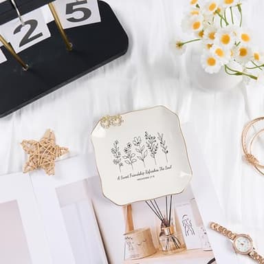 Jelershy Friendship Gifts for Women Jewelry Dish Trinket Tray - A Sweet Friendship Refreshes The Soul, Christian Birthday Gifts for Women Best Friend Christmas Mothers Day Religious Gift - Image 2