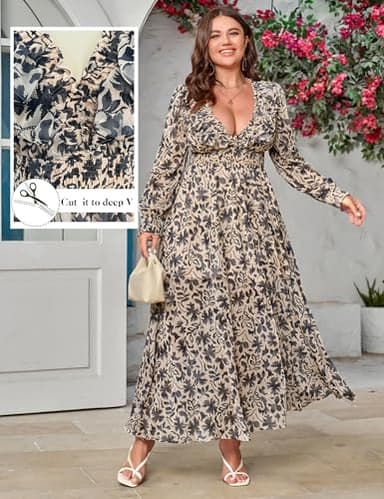 Family Photo Dress for Women: Long Sleeve Wedding Guest Dress - Mother of The Bride Dresses for Women Plus Size - Maternity Fall Dresses Black Floral - Image 2