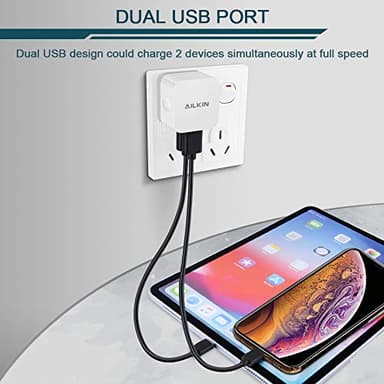 2Pack USB Wall Charger Plug, AILKIN 2.4A Dual Port USB Adapter Power Cube Fast Charging Station Box Base for iPhone 17 16 15 14 13 12 Pro Max SE 11 XR XS, Samsung, Phones Charge Block-White Brick - Image 6