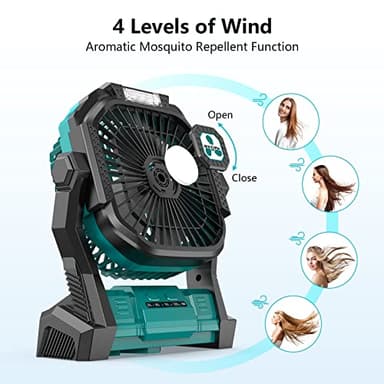 Portable Fan Rechargeable, 20000mAh Cordless Battery Powered Fan with LED Lantern, USB C Battery Operated for Travel Bedroom Home Camping Tent Office Beach Desk Fishing Table - Image 3