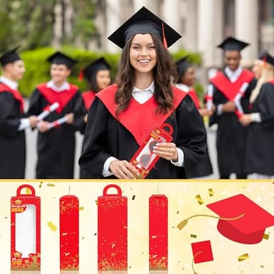 JOPHMO 24pcs Graduation Party Favor Gift Boxes, Graduation Cap Candy Treat Box Goodie Bag Graduation Centerpieces for Tables Congrats Grad Prom Gift Boxes for Graduation Decorations Party Favor(Red) - Image 6