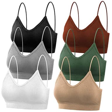 selizo Padded Bralettes for Women, 6 Pcs Sports Bras for Women Pack, V Neck Cami Bando Bra for Women Girls, S-M - Image 1