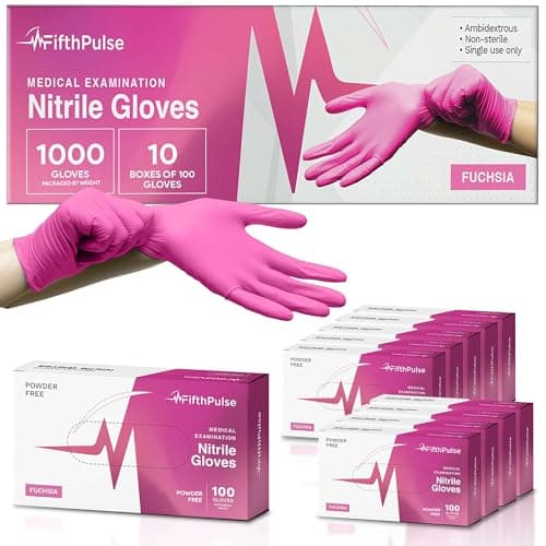 FifthPulse Fuchsia Hot Pink Nitrile Disposable Gloves - Case of 1000 3 Mil Nitrile Gloves X Large - Powder and Latex Free - Surgical Medical Exam, Food Safe Cooking - Image 1