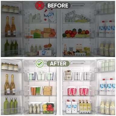 BALEINE Clear Plastic Storage Bins, Pantry Organization, BPA Free Stackable Refrigerator Organizers and Storage with Handles for Kitchen Fridge Cabinet Bathroom (4PK, 11x7.5x6) - Image 6