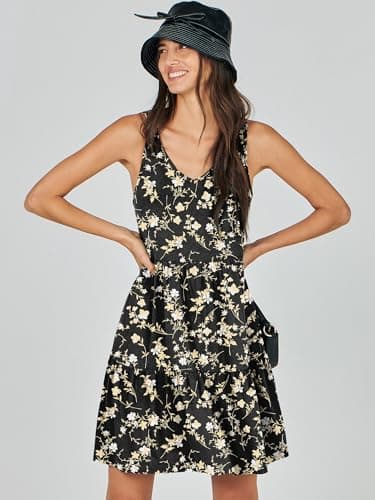 ANRABESS Womens Summer Casual Tank Dress Sleeveless V Neck T Shirt Sundress Flowy Tiered Swing Mini Beach Vacation Dresses Black Floral XX-Large - Image 8