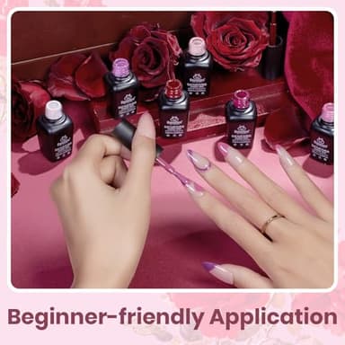 Beetles Burgundy Purple Gel Nail Polish Set - 6 Color Fall Dark Purple Maroon Mauve Plum Gel Polish Kit, Soak Off UV LED Nail Gel for Autumn Manicure Nail Art Gifts for Women - Image 6
