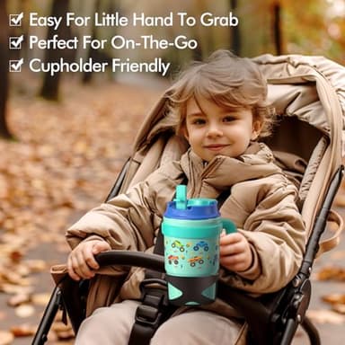 Fimibuke 16oz Kids Insulated Tumbler with Handle & Straws - 2 Pack BPA FREE 18/8 Stainless Steel Toddler Cups with Sip/Swig 2-in-1 Lids, Leak Proof Kid Drinking Cup Travel Mugs for Children Boys Girls - Image 8