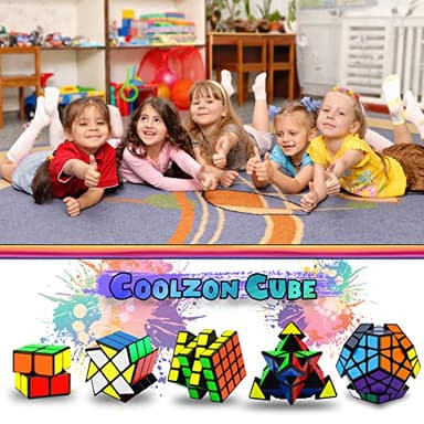 Speed Cube Set, Puzzle Cube, Magic Cube 2x2 4x4 Pyraminx Pyramid Megaminx Fenghuolun Puzzle Cube Toy Gift for Children Adults, Pack of 5 - Image 6