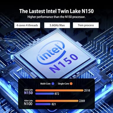 chatreey Mini PC N150 16GB RAM 512GB SSD (4C/4T Upto 3.6GHz, Upgraded N100) 13th Twin Lake N150, 2X Full Function Type-c Tiny Computer with 4K Triple Display/Wi-Fi 5/BT 4.2/Win 11 Pro/USB 3.2 - Image 3