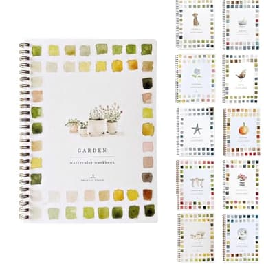 Emily Lex Studio Watercolor Workbook for Beginner,44 Spiral-Bound Pages Dispersed Beginner Friendly Watercolor Workbooks for Adults,Arts and Crafts Supplies Gift (Graden) - Image 1