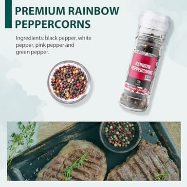 Soeos Spice Seasoning Set of 2, 3.5oz(150g), With Integrated Grinders, Salt and Pepper Grinder Set, Pure and Fresh Perfect for BBQ Seasoning Gift Set, Grilling Spice, Herb, Spice & Seasoning Gifts - Image 5