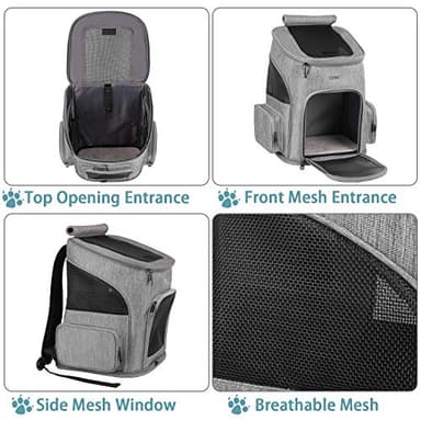 Ytonet Dog Backpack Carrier, Pet Carrier Bag with Mesh for Small Dogs Cats Puppies, Comfort Cat Backpack Bag for Hiking Travel Camping Outdoor Hold Pets Up to 18 Lbs, Grey - Image 3