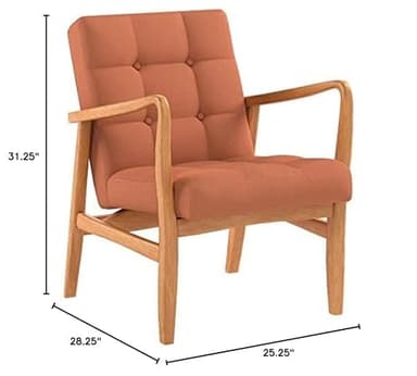 Christopher Knight Home Brayden Fabric Club Chair, Orange 28.25D x 25.25W x 31.25H in - Image 10