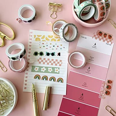 Washi Tape Set of 16 Rolls of 15 mm Wide Cute Decorative Washi Tape for Journaling, Scrapbook, Washy Crafts, Bullet Journals, Planners, DIY Décor, Craft Supplies For Adults & Kids (Splash) - Image 6