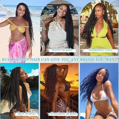 Human Braiding Hair for Boho Braids 150g 6 Bundles/Pack 20 Inch Deep Wave Bundles Human Hair Curly Boho Hair for Braiding 12A Bulk Braiding Hair Wet and Wavy Natural color - Image 4