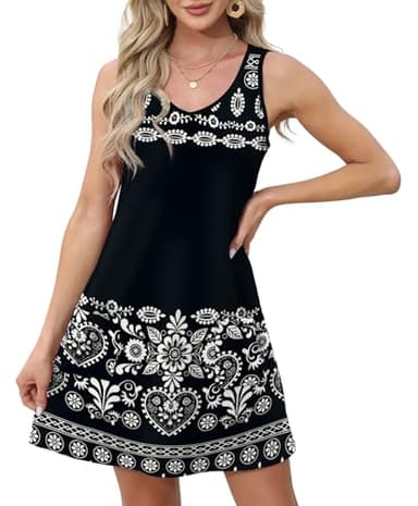 OFEEFAN Womens Summer Dresses 2025 Spring Fashion Sundresses Beach Vacation Clothes Cruise Outfits Floral 44 L - Image 3