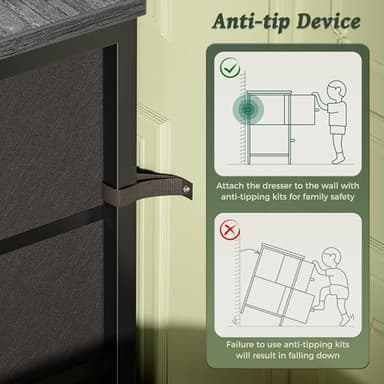 Huuger 63 Inch Dresser for Bedroom, Long Dresser for Closet with 9 Drawers, Large TV Stand for 55, 65, 70 Inch TV, Entertainment Center with Storage, Wide Chest of Drawers, Grey - Image 8