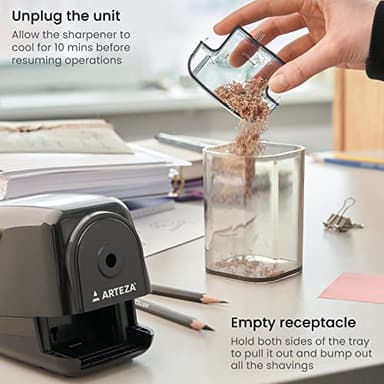 Arteza Pencil Sharpener, Black, Quiet Pencil Sharpener for 8-mm Pencils, Office Supplies for Teachers, Students, and Classrooms, Art Studios, and Workspaces - Image 5