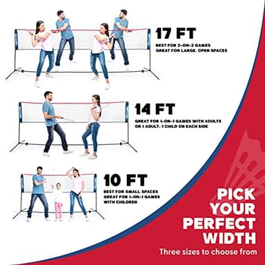 BOULDER Portable Badminton Pickleball Net - Foldable / Extendable Poles for Multiple Sports Heights (UP to 5 ft) - Ideal for Tennis, Pickleball, Soccer Tennis - Easy Setup (Blue, 17 FT) - Image 4