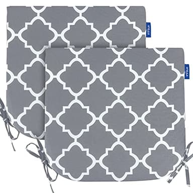 INFBLUE Outdoor Chair Cushions for Patio Furniture Round Corner Outdoor Chair Cushions Water Resistance Seat Cushions with Ties (Grey Plaid) - Image 1