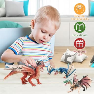 Mostop Dragon Toy Figures, 9’’ Realistic Battle Dragon Toys, 3 PCS Ancient Flying Dragon Figurines Plastic Fire Creature Dragon Models Decoration,Dragon Action Figure Kids Toys for Boys Girls Age 3+ - Image 6