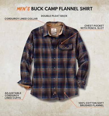 Legendary Whitetails Mens Flannel Shirt Long Sleeve Button Down 100% Cotton, Brownstone Plaid, LT - Image 2