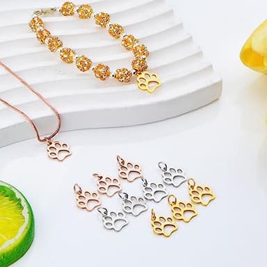 JMKTOOL 12pcs Stainless Steel Puppy Dog Paw Prints Charms Hollow Cute Pet Animal Shape Footprint Pendant Charms for DIY Bracelet Necklace Jewelry Making Supplies, 3 Colors - Image 7