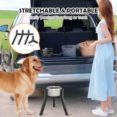 TIDANT Dog Bowl Stand for Medium Large Dogs, Adjustable Width Elevated Dog Bowls 7-10.6", Raised Dog Food Water Bowls, 11 inch Tall Single Holder, Black,Bowl Not Included - Image 6