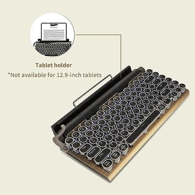 Adventurers Typewriter-Style Retro Mechanical Keyboard LED Backlight 83 Keys Bluetooth 5.0 Blue Axis Wood Color Panel Compatible with iOS/Android/Windows/Vista/Linux/Mac Office/Gaming, 12.8x6.6x1.6in - Image 4