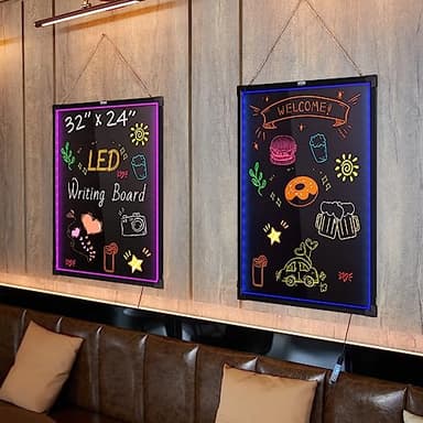 VEVOR 32"x24" LED Message Writing Board, Menu Sign Boards, Illuminated Erasable Lighted Chalkboard, Neon Effect Drawing Panel with 8 Fluorescent Chalk Markers and Remote Control - Image 8