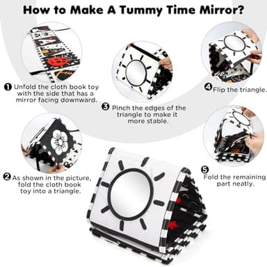 URMYWO Black and White Baby Toys, Tummy Time High Contrast Newborn Toys 0-3 Months, Soft Baby Book, Visual Stimulation Montessori Sensory Infant Toys 0-6-12 Months, Shower Gift for Boys Girls - Image 2
