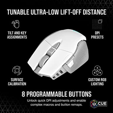 Corsair M65 RGB Ultra Wireless Tunable FPS Wireless Gaming Mouse - Sub-1ms Slipstream Wireless Technology, 26,000 DPI Optical Sensor, Up to 120 Hours of Battery Life, 8 Programmable Buttons - White - Image 7