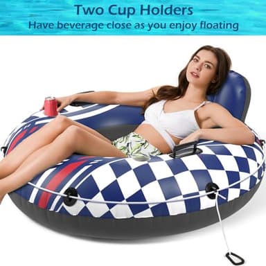 Jasonwell Inflatable River Tube Float - Heavy Duty River Float Pool Floats Lake Premium Water Tubes for Floating Recreational River Raft Lounge Floaties with 2 Cup Holders for Adult - Image 3