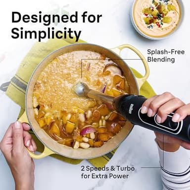 Braun MultiQuick 5 Immersion Hand Blender with Dual Speed + Turbo and Patented Technology, 350W - Includes Beaker and Whisk, Black, MQ505 - Image 4