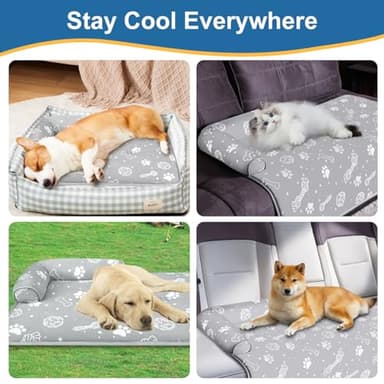 MH MYLUNE HOME Dog Cooling Mat with Supportive Pillows, 39"x28" Arc-Chill Fiber & Endothermic Color Changing Self Cooling Pad, Foldable & Washable Non-Toxic Summer Pet Blanket - Image 7
