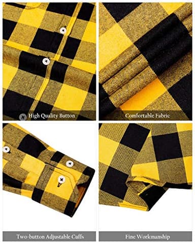 Alimens & Gentle Men's Flannel Plaid Shirt Casual Fall Clothes Work Button Down Shirts - Image 4