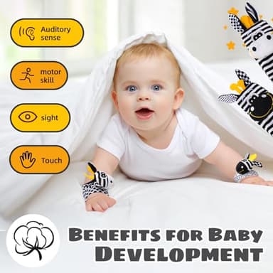 Baby Toys 0-6 Months,High Contrast Baby Toys for Newborn,Black and White Toys,Infant Rattle Socks and Wrist Toy,Newborn Toys 0 3 Months Brain Development,0-6 Months Babies Boy Girl Gift - Image 5
