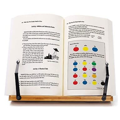 wishacc Bamboo Book Stand, Adjustable Book Holder Tray and Page Paper Clips-Cookbook Reading Desk Portable Stable Hard-Wearing Lightweight Bookstand-Textbooks Books - Image 6
