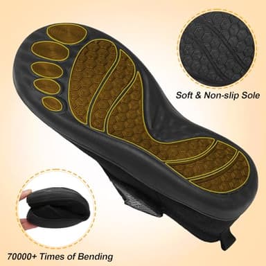 LeIsfIt Womens Slippers Wide Diabetic Shoes Adjustable Arthritis Edema House Shoes Indoor Outdoor Slippers Black Size 8 - Image 4