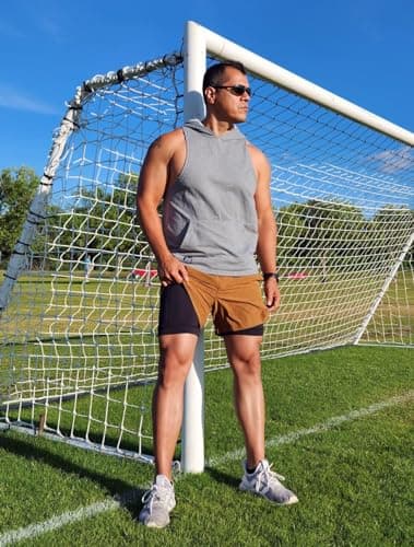 maamgic Mens Running Shorts with Compression Liner 5" Quick Dry Workout Gym Shorts Anti-Chafe 2 in 1 Athletic Shorts Brown Black Medium - Image 2