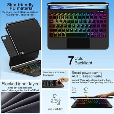 for iPad 11th (A16) & 10th Generation Case with Keyboard – Magic-Style Magnetic – Floating Cantilever Stand - Multi-Touch Trackpad Keyboard Case for iPad 11 inch 2025&10th Gen 10.9 inch (Black) - Image 5