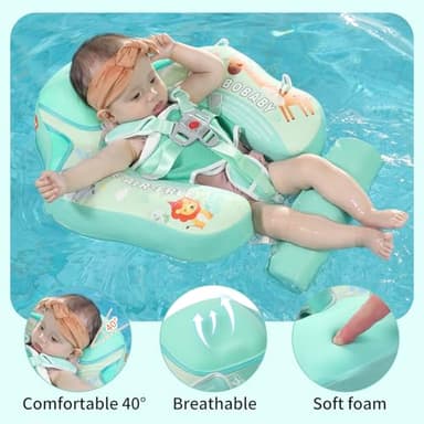 Mambobaby Float with Canopy and Tail New Upgraded Non-Inflatable Baby Pool Float Mambo Float Swim Trainer Solid Infant Swim Float Adjustable Pearl Foam Baby Swim Ring - Image 8