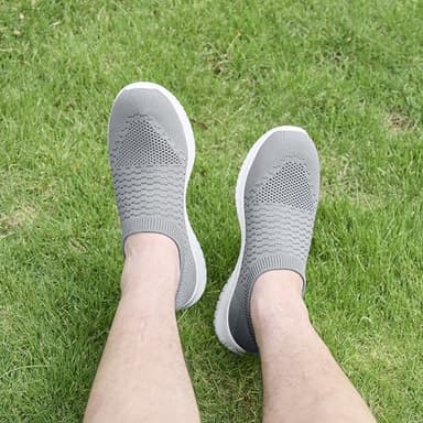 TIOSEBON Men's Casual Slip-on Walking Tennis Shoes-Comfortable Knit Running Sneakers 9 US Deep Gray - Image 6