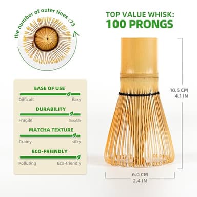 TEANAGOO MA-01 Japanese Matcha Ceremony Accessory, Matcha Whisk (Chasen), Traditional Scoop (Chashaku), Tea Spoon, Whisk Holder, The Perfect Set to Prepare a Traditional Cup of Matcha.… - Image 4