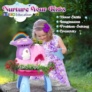 Greenbo Kids Fairy Garden Kit | Indoor & Outdoor Fairy Toy Gardening Set with House, Mist, Music, Light & Tools | Fairy Garden Kit for Kids to Grow, Play, and Learn | For Girls & Boys of Ages 3 and Up - Image 2