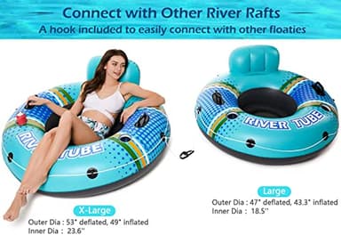 Jasonwell Inflatable River Tube Float - Heavy Duty River Float Pool Floats Lake Premium Water Tubes for Floating Recreational River Raft Lounge Floaties with 2 Cup Holders for Adult - Image 6