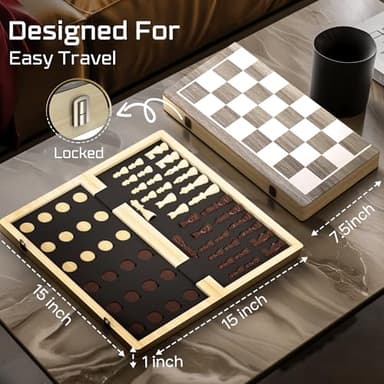 Wooden Magnetic Chess Set | 15 Inch Foldable Chess Board - 2 Extra Queens - Magnetic Chess Game with Storage | Chess Sets for Adults | Handmade Portable Travel Chess Set for Kids & Beginners - Image 2