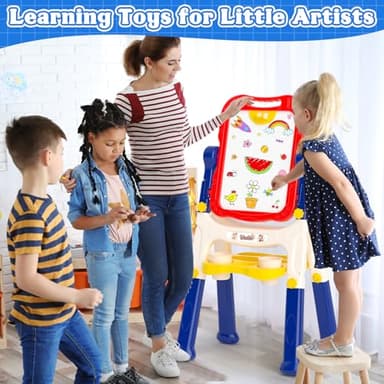 Easel for Kids Toy,Double-Sided Magnetic Kids Art Easel for 3+ Year Old Boy Gift,Toddler Toys for 3+ Year Old Boy Dry Erase Boards, Learning Educational Toy Drawing Board for 4 5 Years Old Girl Gifts - Image 2
