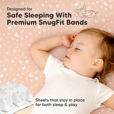 Pack and Play Sheets Fitted - 2-Pack Mini Crib Sheets for Pack N Play Mattress 38x26, Soft & Cozy, Neutral Toddler Playard Bedding, Snug Fitted Mini Baby Crib Mattress Cover Boy, Girl (Butterflies) - Image 5